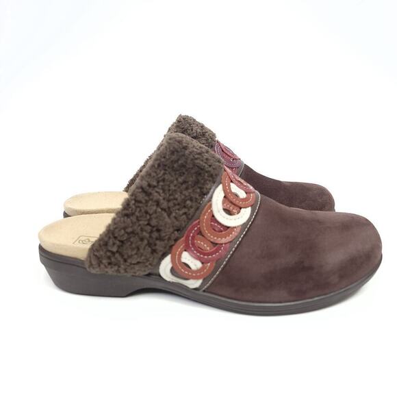 Spenco Clogs Size 9 B Brown Womens Shoe Slip On Faux Fur Suede - Picture 3 of 10